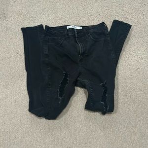 Hollister black ripped jeans, curvy, high-rise, super skinny
